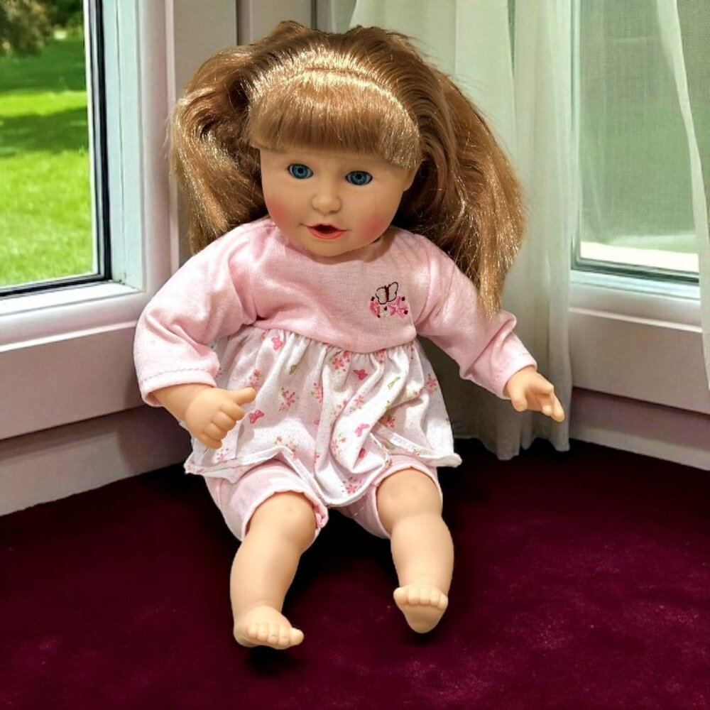 Melissa Doug Mine to Love Natalie Baby Doll Blonde Hair 12" Sleepy Eyes Sucks Th